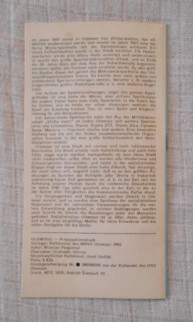 Turistická brožura Olomouc - 1986 - v němčině