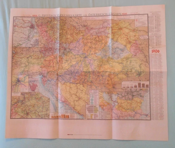 Replika mapa Železniční mapy Rakousko-Uherska z let 1877 a 1906