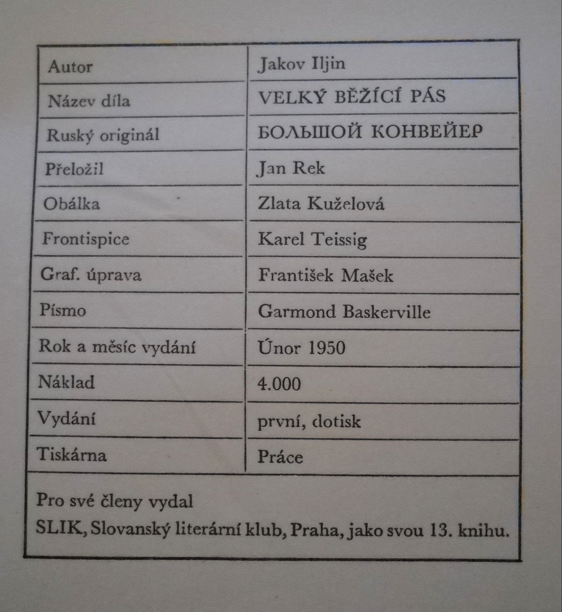Jakov Iljin - Velký běžící pás - Praha 1950