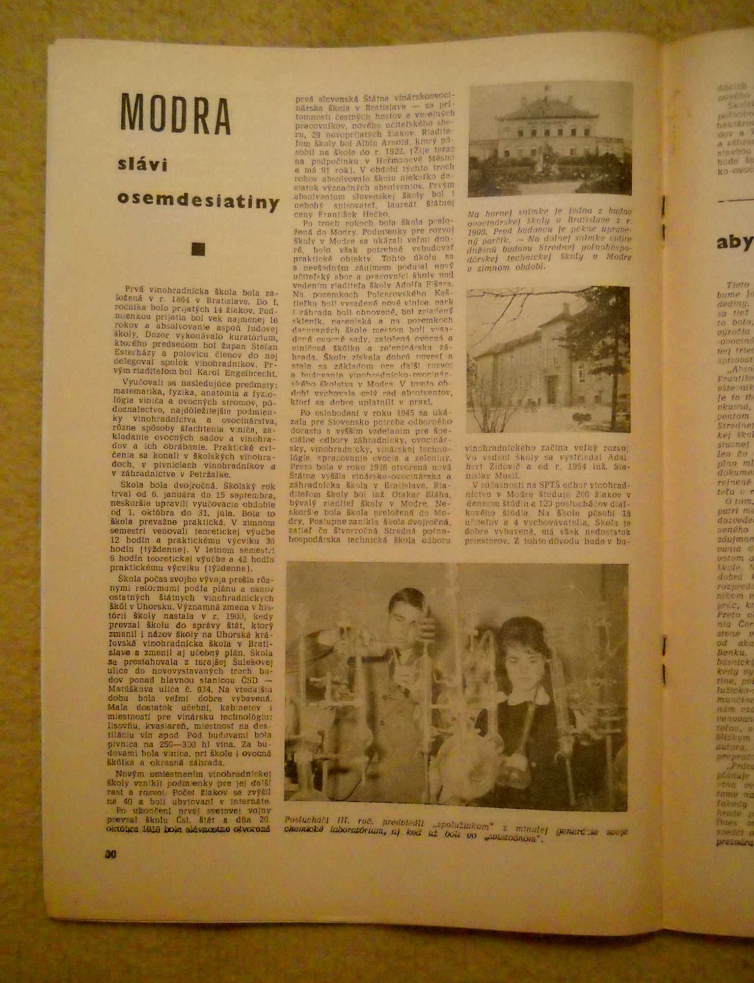 Časopis Zemědělská škola rok 1964 - 65 číslo 2