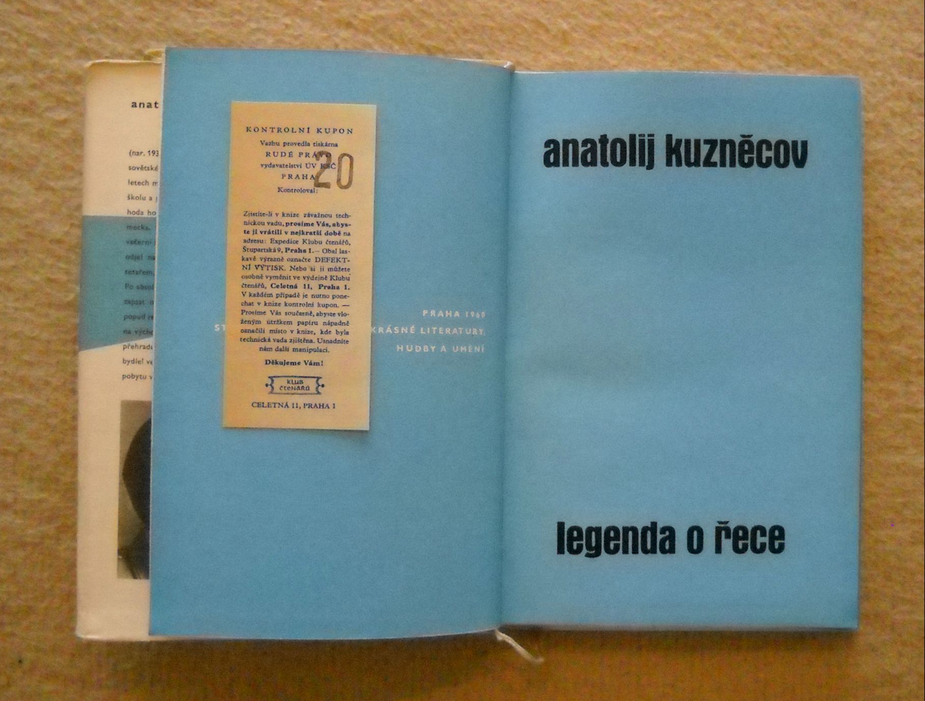 Anatolij Kuzněcov - Román o řece - SNKLHU 1960 - obálka Vl. Fuka