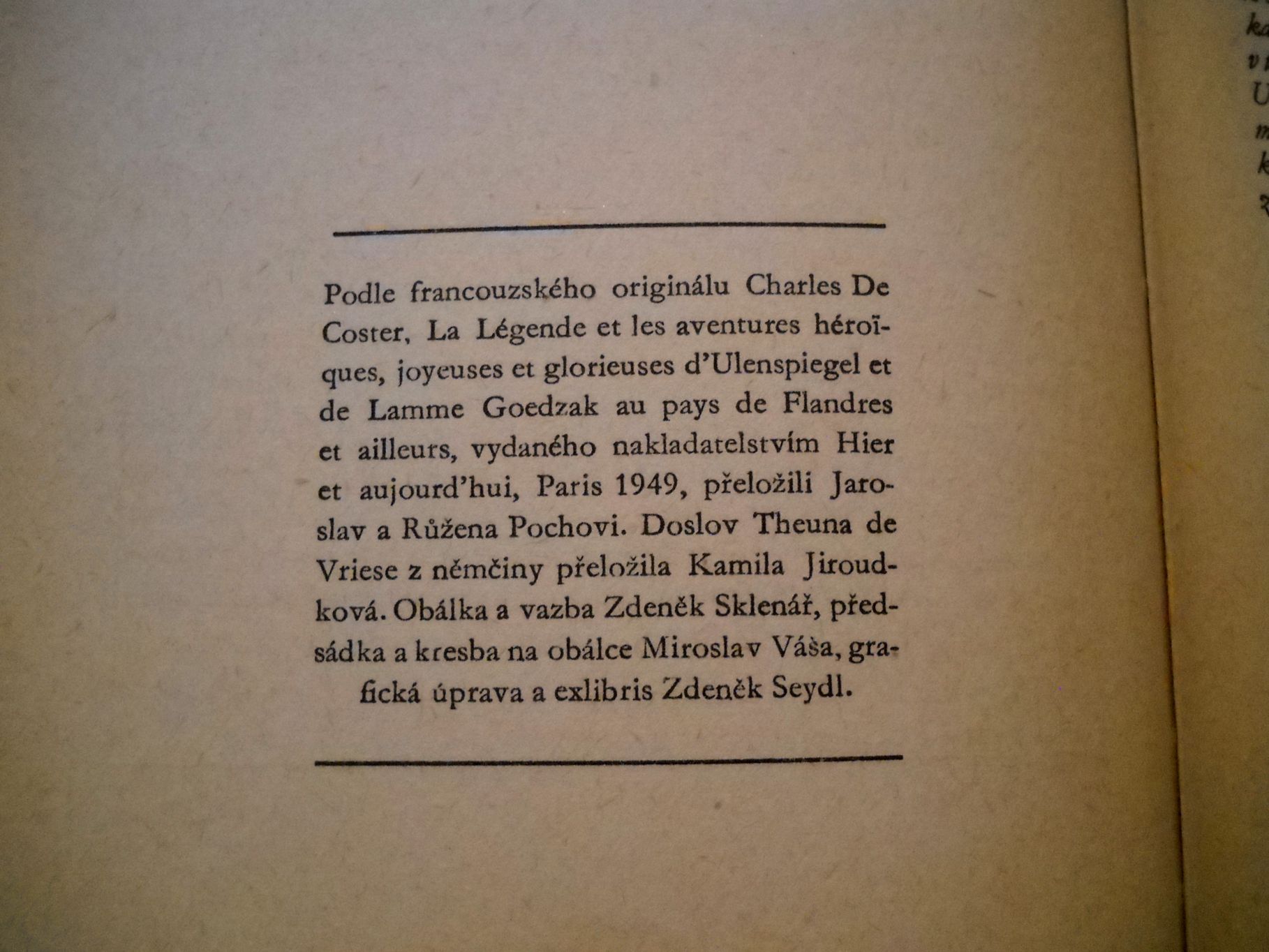 Charles de Coster - Čtení o Ulenspiegelovi - 1953