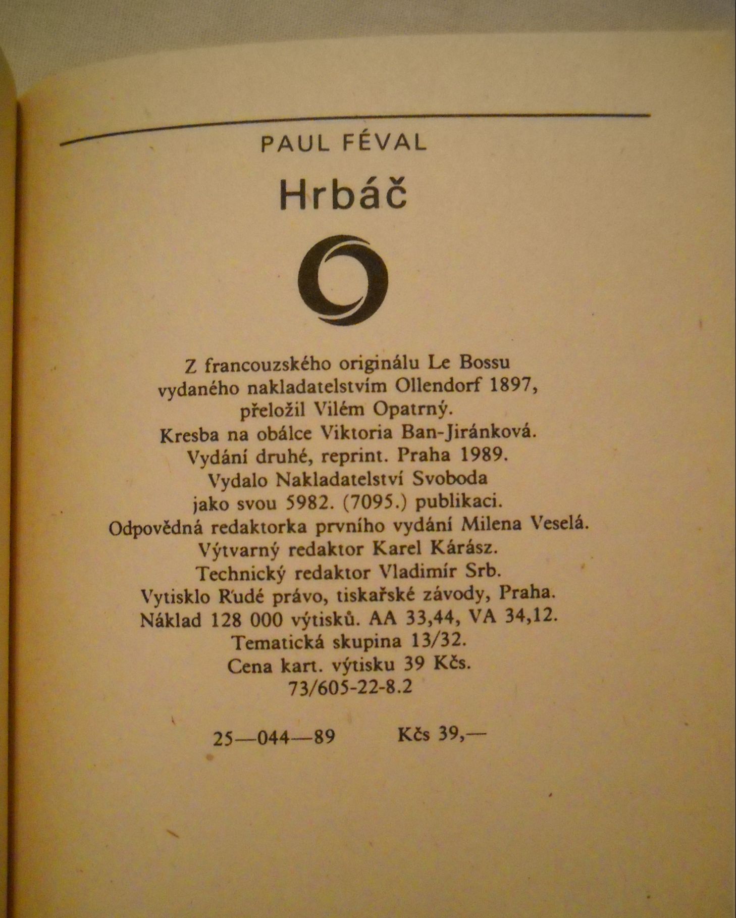 Paul Féval - Hrbáč - Omnia 1989