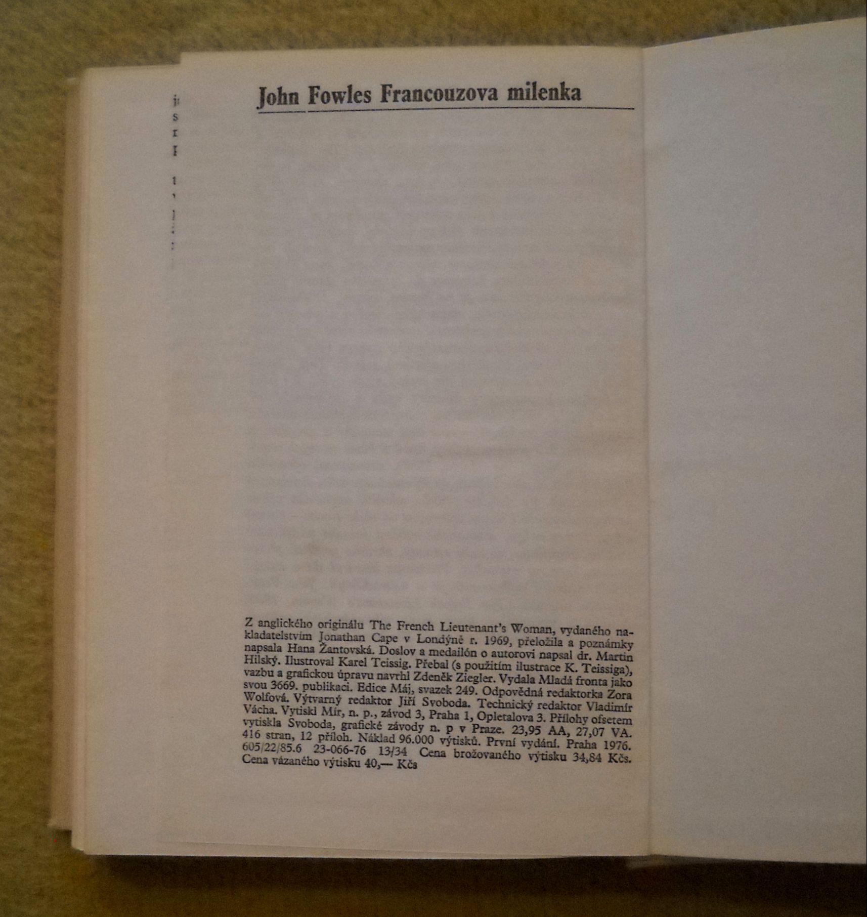 John Fowles - Francouzova milenka - Mf 1976