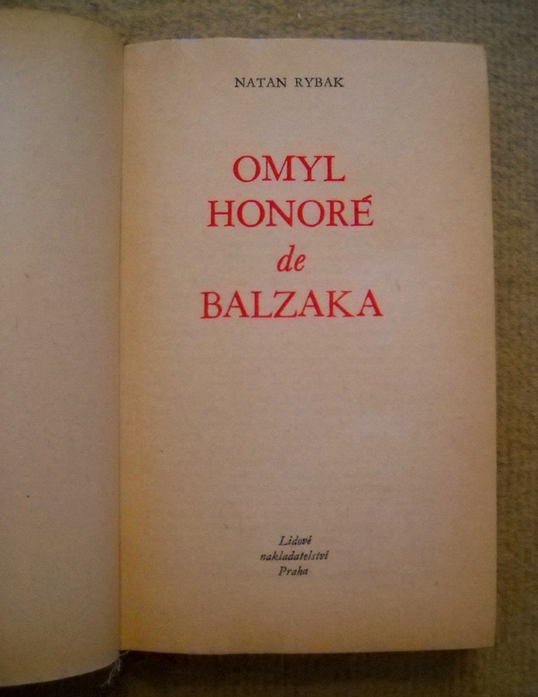 Natan Rybak - Omyl Honoré de Balzaka - LN 1974