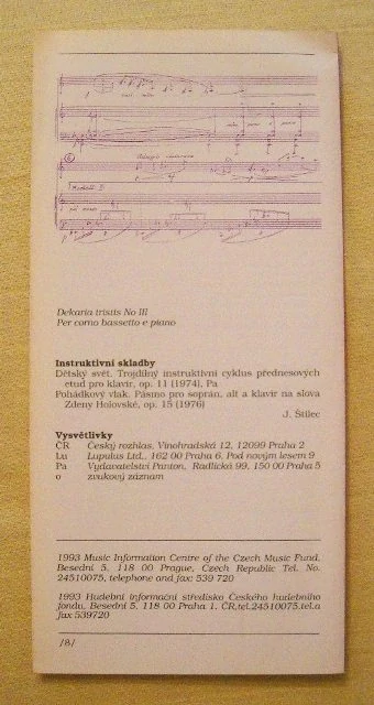 Informační pamětní leták Marta Jiráčková - 1993