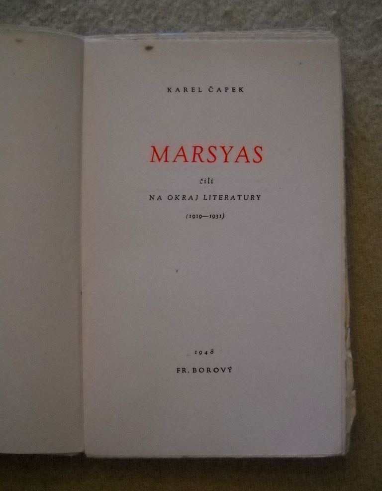 Karel Čapek - Marsyas čili na okraj literatury - 1948