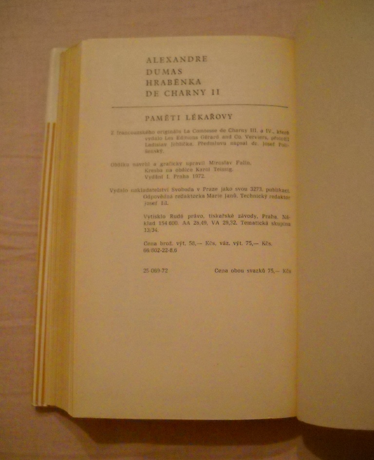Alexandre Dumas - Hraběnka de Charny II. - 1972