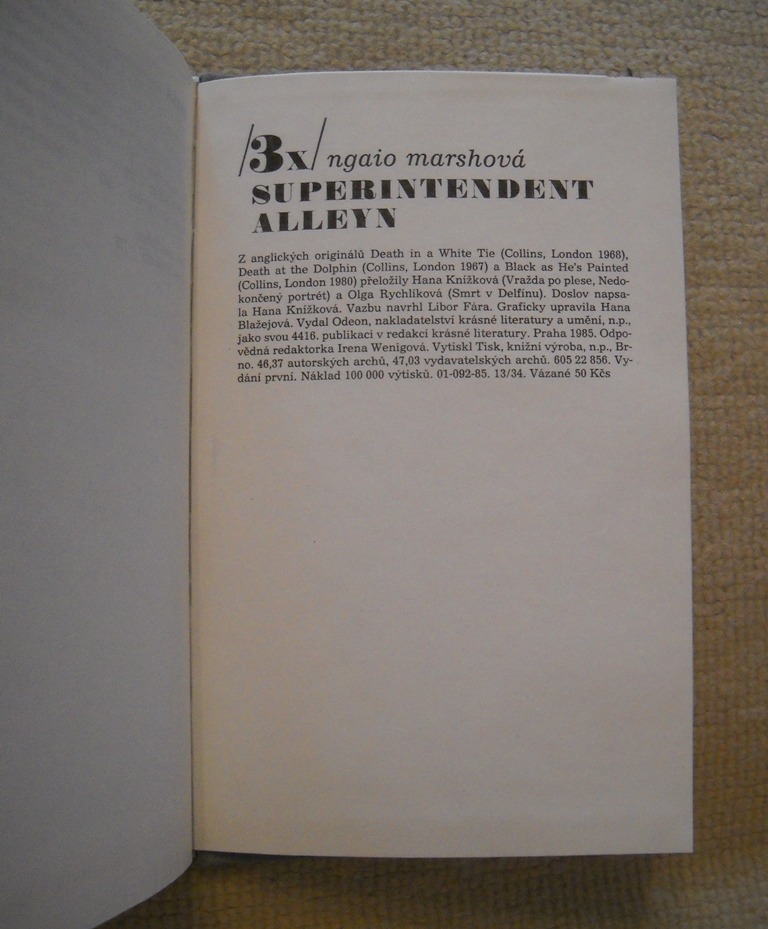 Ngaio Marshová - Třikrát superintendent Alleyn - Odeon 1985