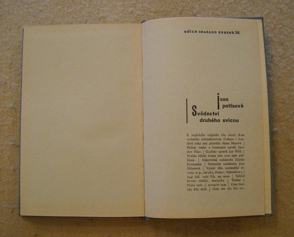 Jean Pottsová - Svědectví druhého svícnu - Smaragd 1970