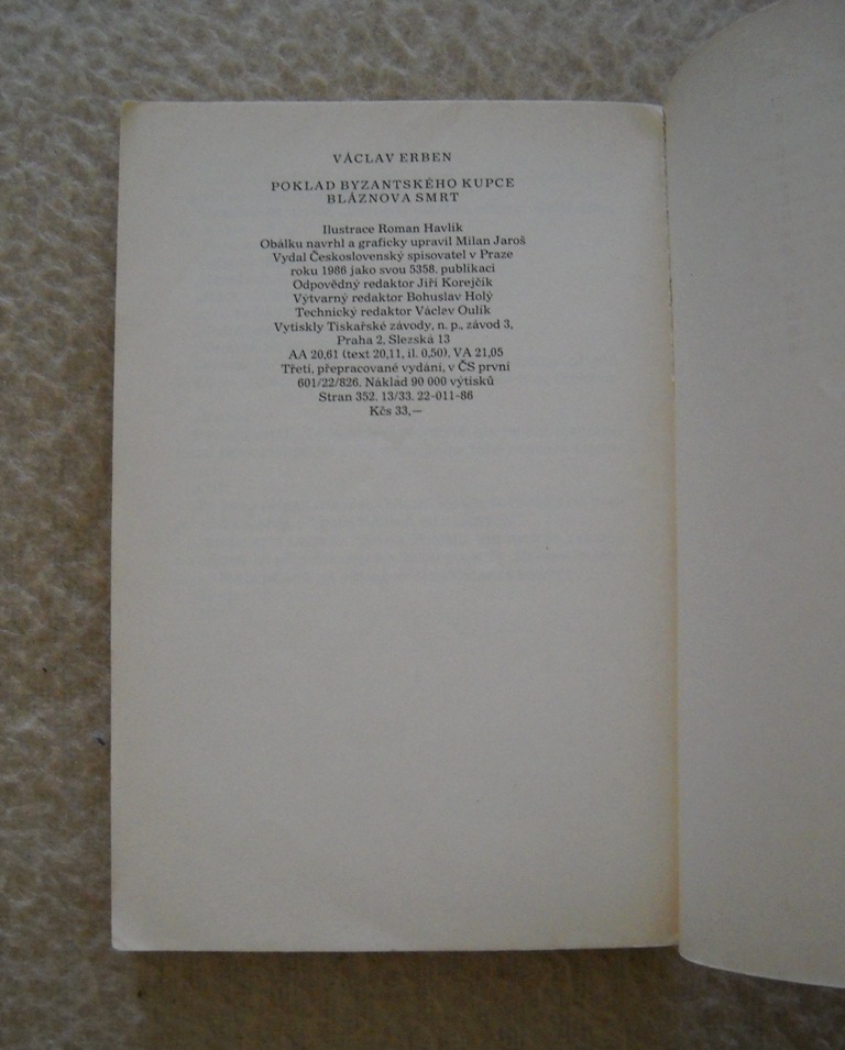 Václav Erben - Poklad byzantského kupce / Bláznova smrt - 1986