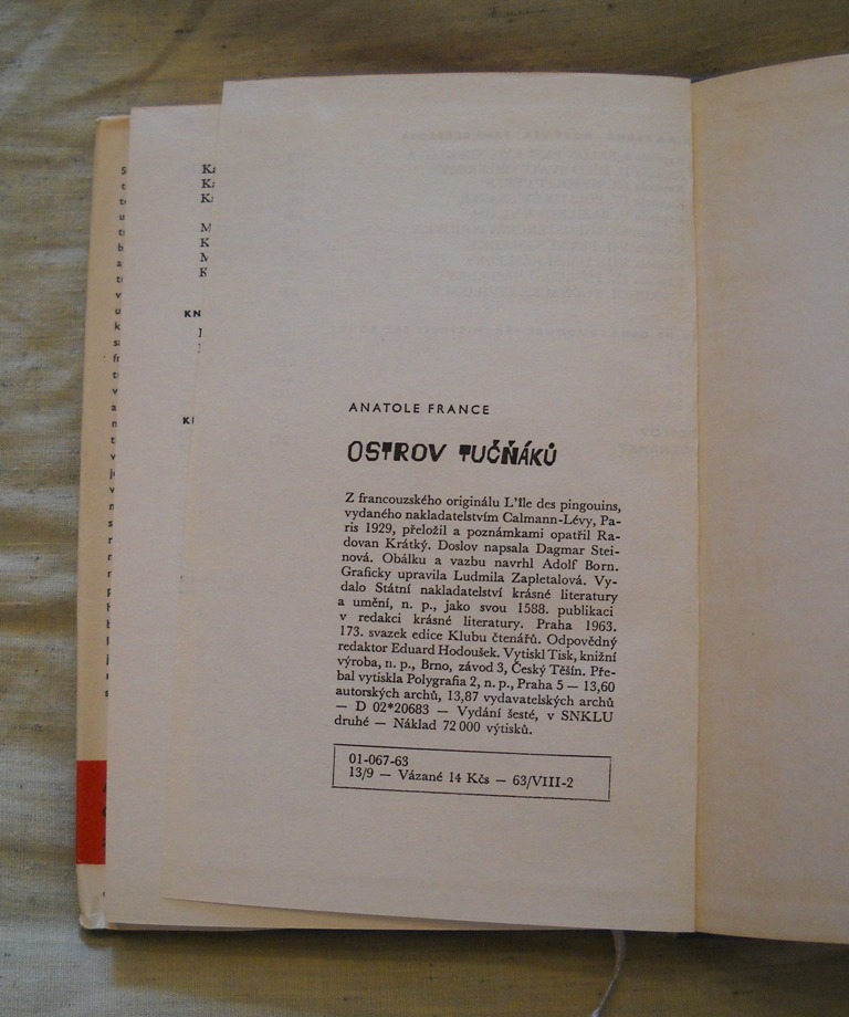 Anatol France - Ostrov tučňáků - SNKLU 1963