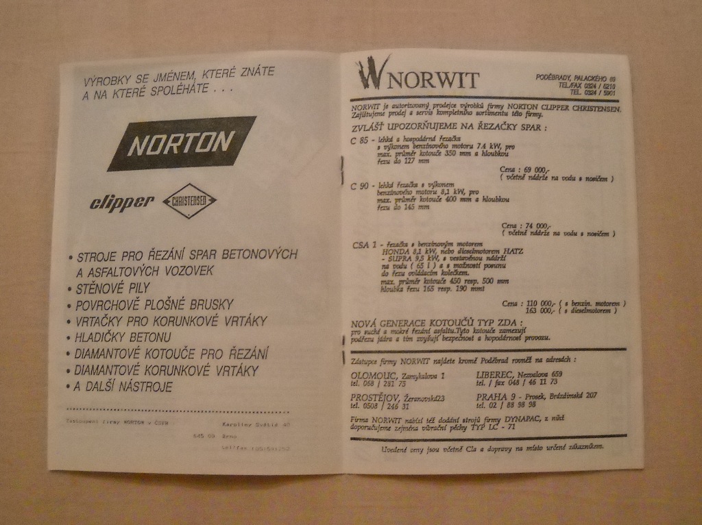 Vodovody a kanalizace Olomouc - Program výstavy Dny nové techniky 1992