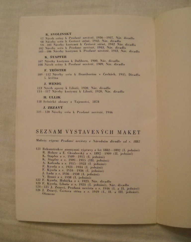 Výtvarníci Smetanových oper - XXI. výstava Galerie ČS 1950