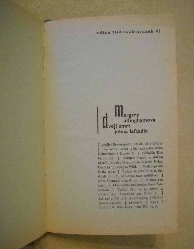 Margery Allinghamová - Dvojí smrt Johna Lafcadia - Smaragd 1967