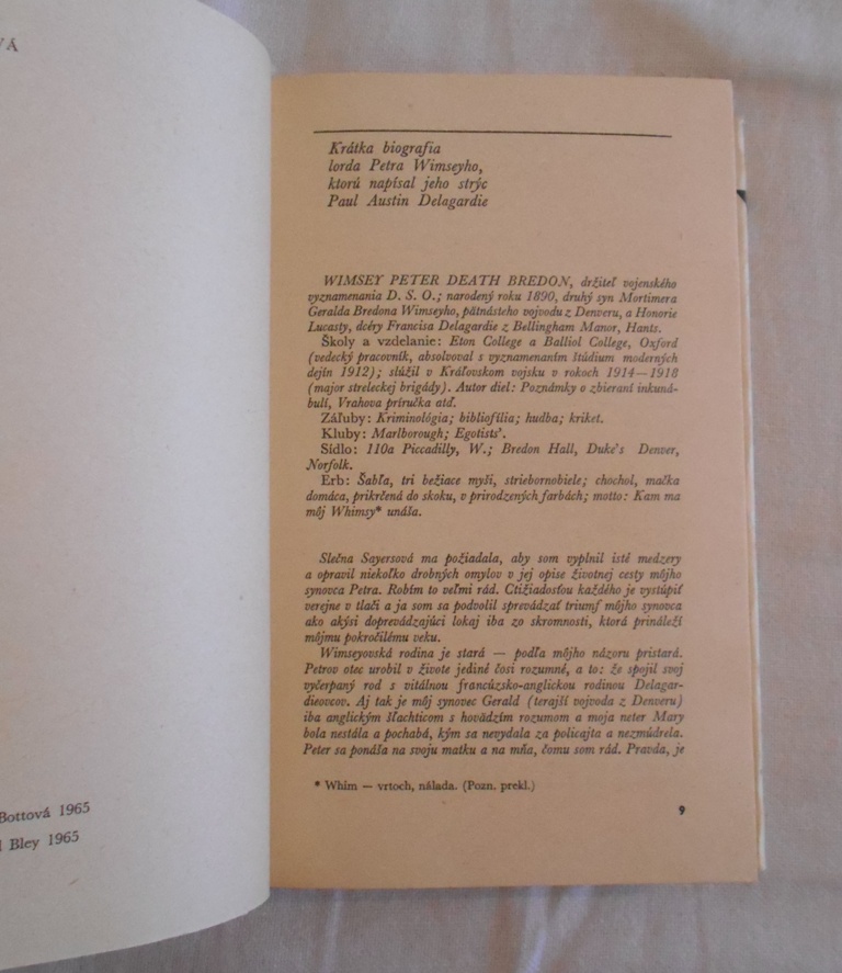 Lord Peter Wimsey, Detektív Marlowe a Komisár Maigret zasahujú - 1966