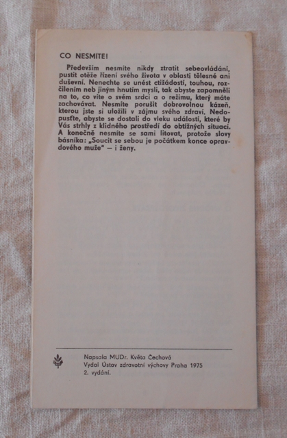 Zdravotnický leták Stručné pokyny - Infarkt - 1975
