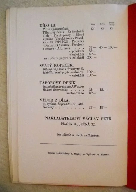 Miloslav Novotný - O Jiřím Wolkrovi - 1932