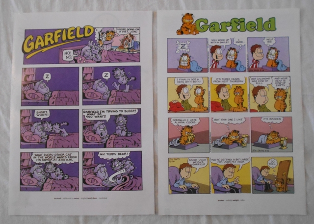 Gate komiks Garfield - 6 vystřižených listů