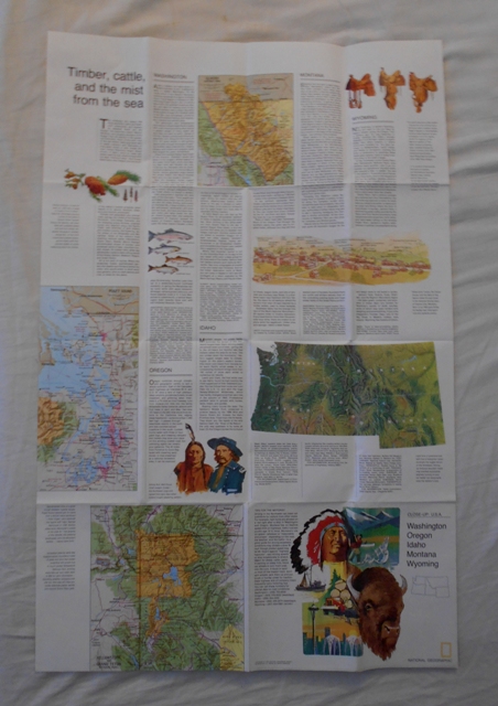 Mapa USA Washington Oregon Idaho Montana Wyoming - National Geographic - anglicky