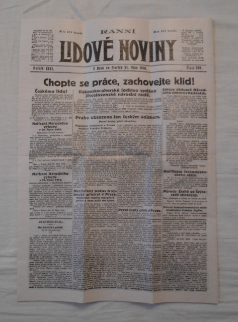 Replika deníky říjen 1918 - výběr titulních listů