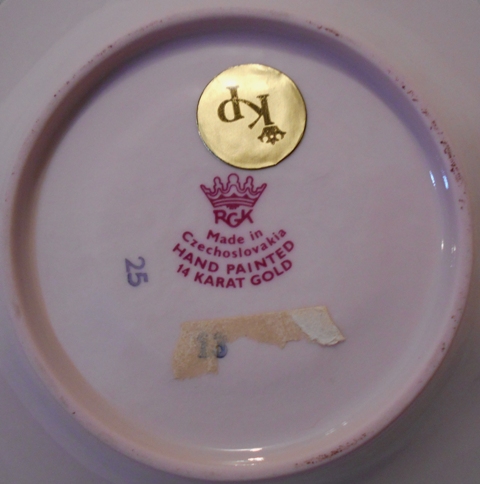 RGK Loučky talířek 12 cm hand painted 14 karat gold