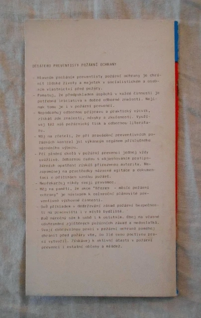 Zápisník preventisty Požární ochrany - 1988
