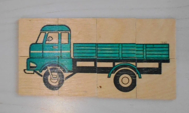 Dřevotřískové puzzle kostičky Auta 6 motivů x 8 kostek - Německo retro