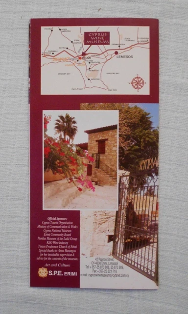 Leták Cyprus Wine Museum Erimi village - Limassol
