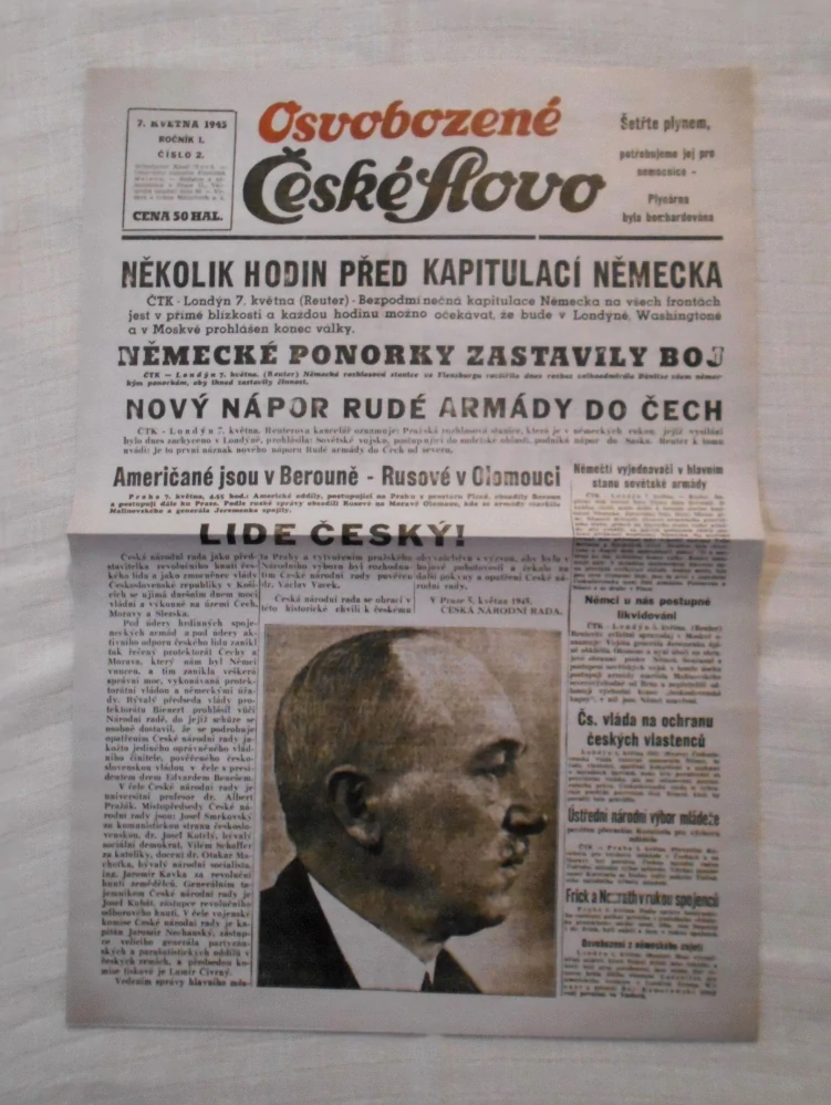 Replika deníky květen 1945 - výběr titulních listů