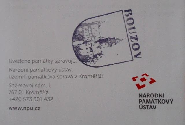 Regionální propagační leták Památky v Olomouckém kraji s turistickým razítkem