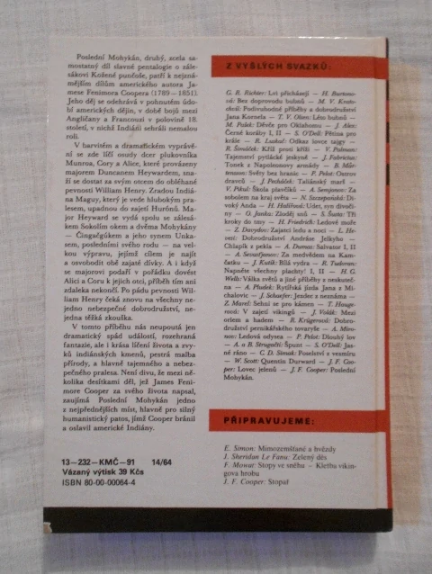 James Fenimore Cooper - Poslední Mohykán - KOD 53 - 1991