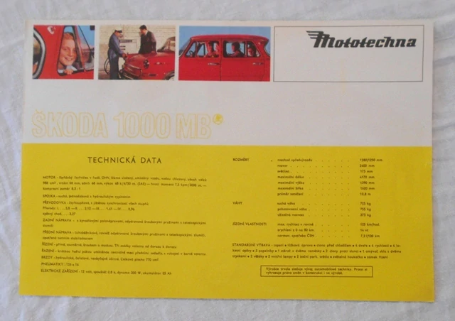 Prospekt Škoda sada 3 kusy - 1000 MB De Luxe Škoda 1000 MBG + 1000 MB + 1000 MBX - Mototechna
