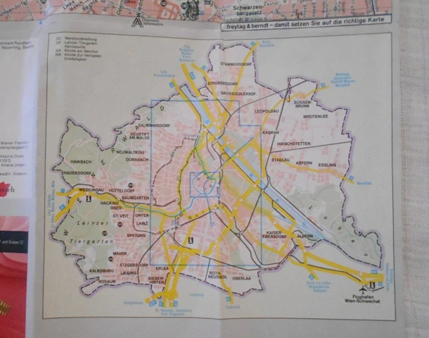 Mapa Wien Stadtplan / Městský plán Vídeň / - 90. léta