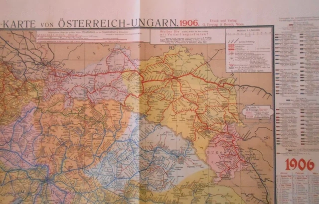 Replika mapa Železniční mapy Rakousko-Uherska z let 1877 a 1906