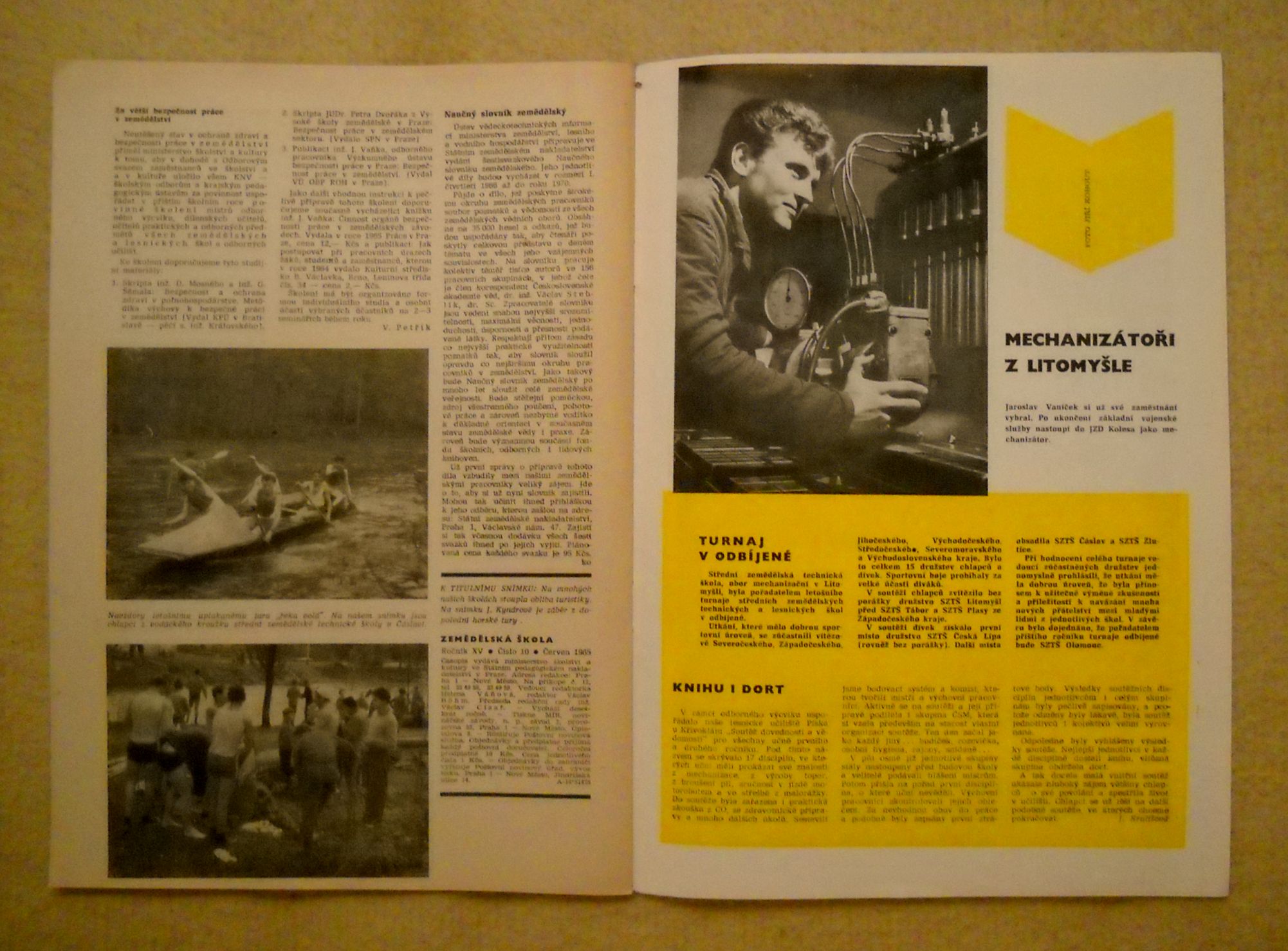 Časopis Zemědělská škola rok 1964 - 65 číslo 10
