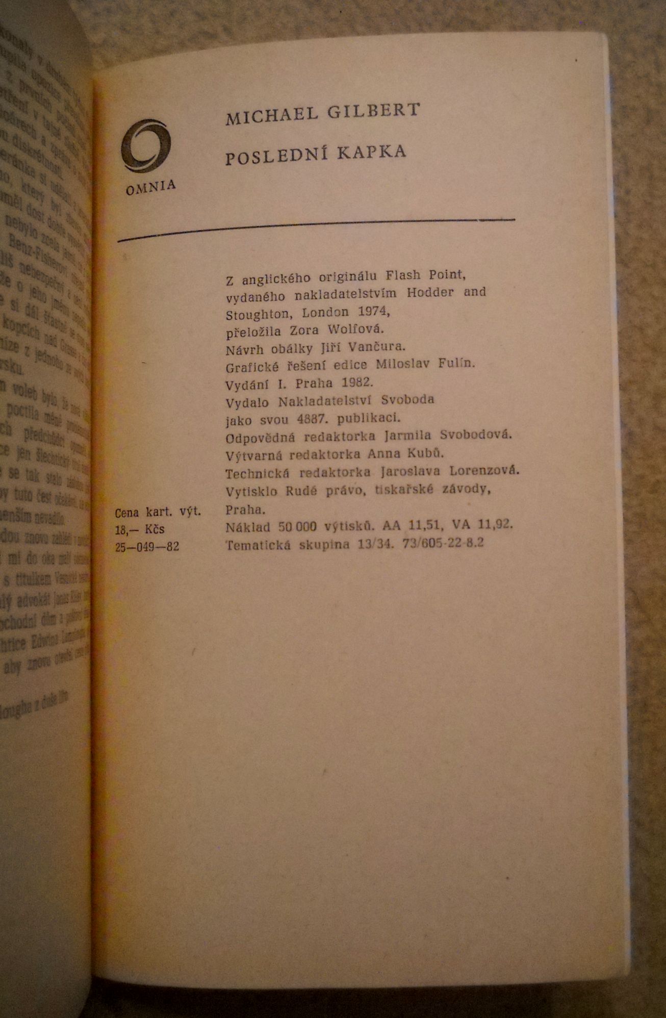 Michael Gilbert - Poslední kapka - Omnia 1982
