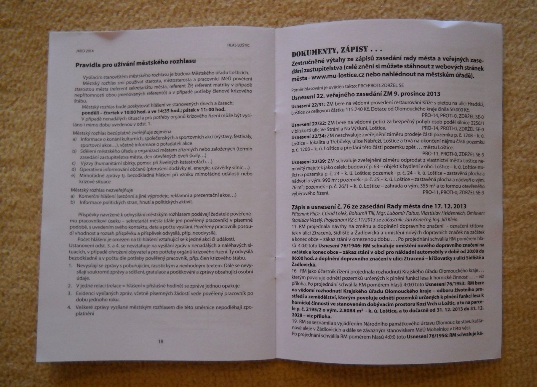 Časopis Hlas Loštic ročník 2014 číslo Jaro 2014