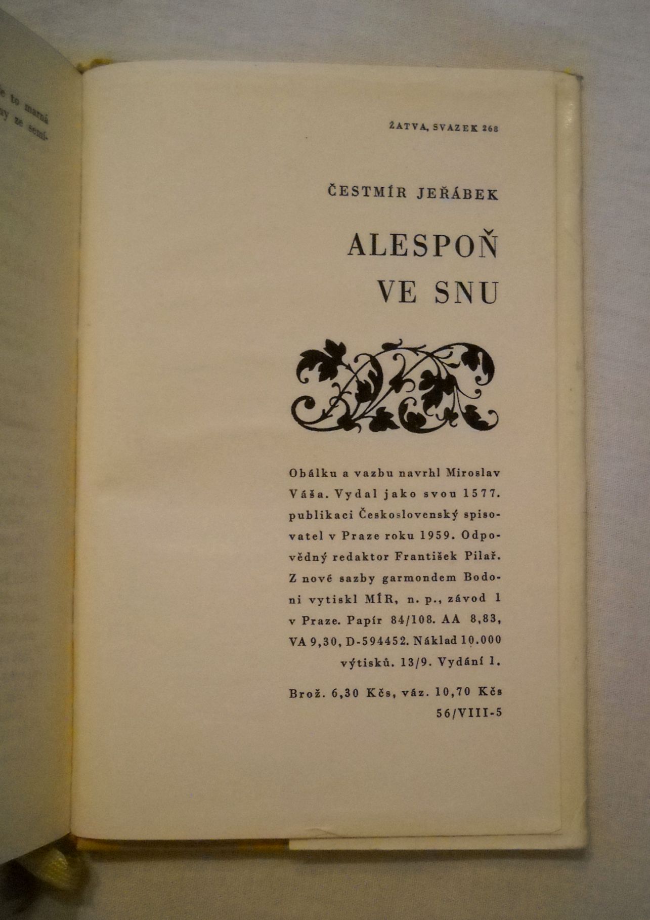 Čestmír Jeřábek - Alespoň ve snu - 1959