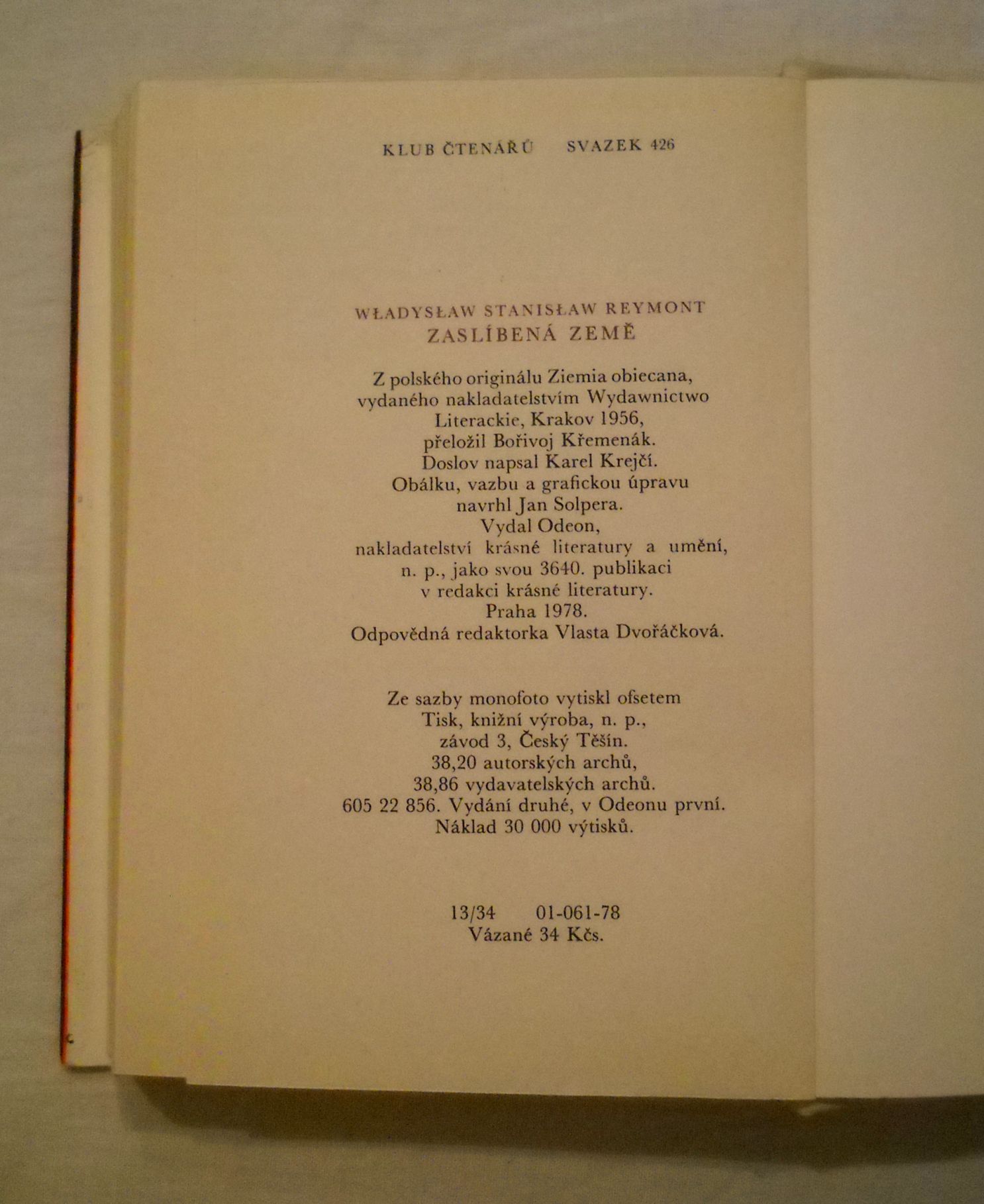 Władysław Stanisław Reymont - Zaslíbená země - 1978