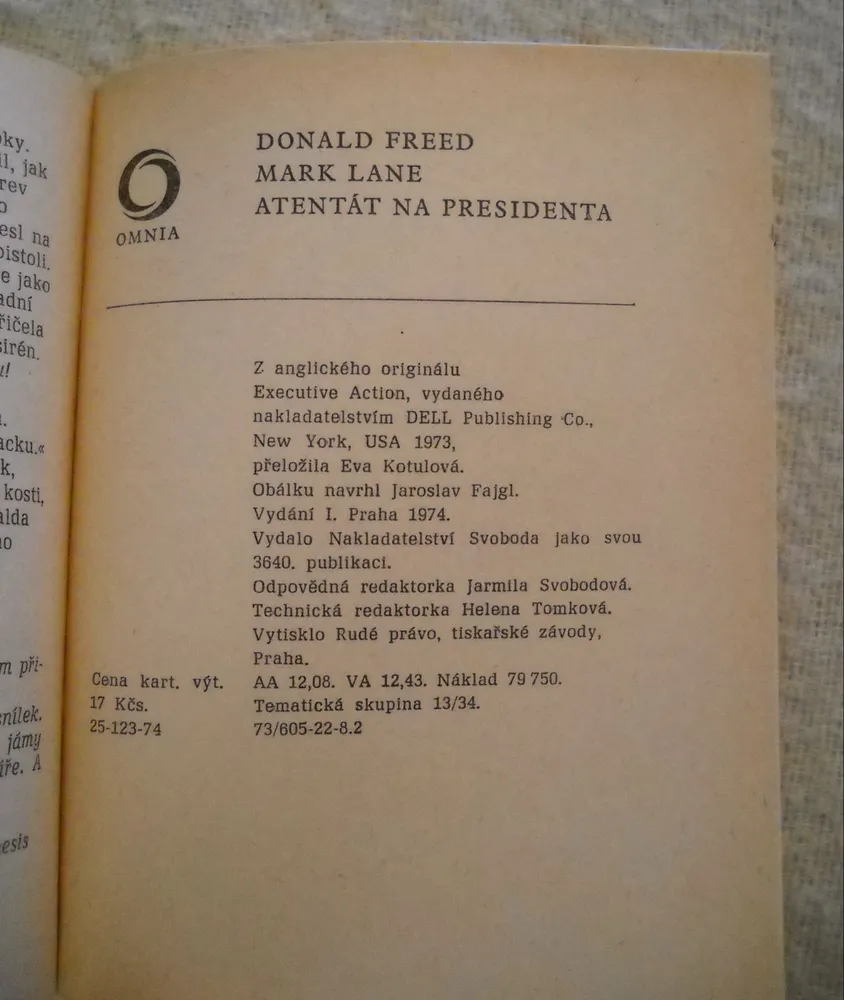 Donald Freed, Mark Lane - Atentát na presidenta - 1974