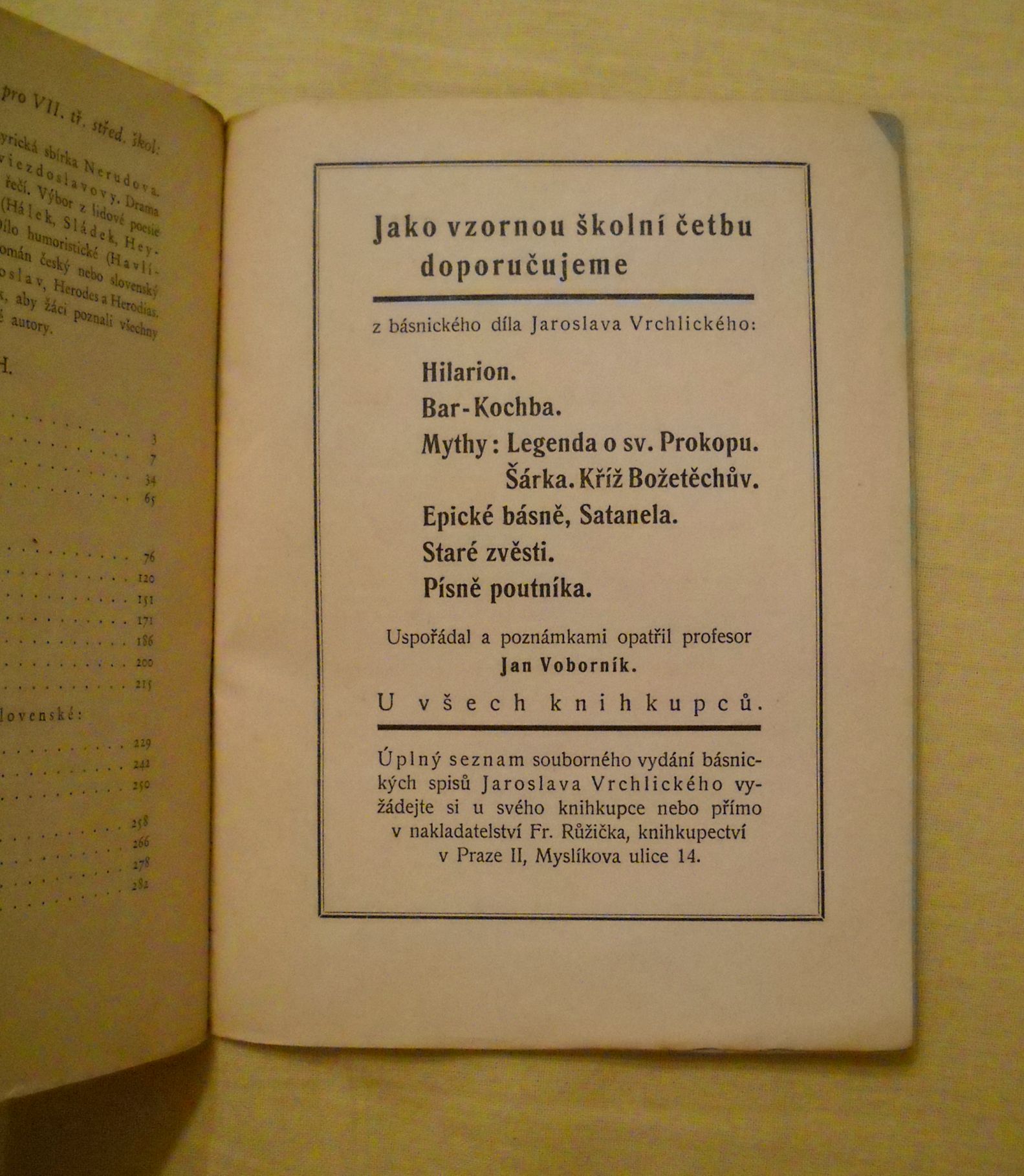 Poetická čítanka pro sedmou třídu středních škol - 1937