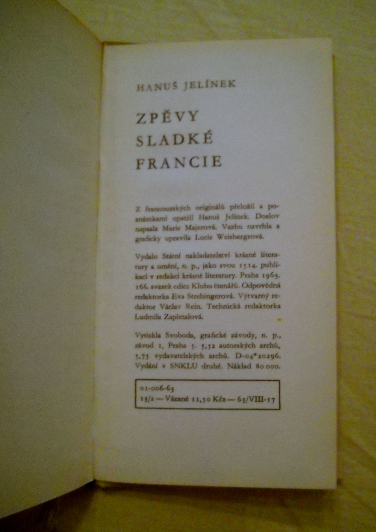 Zpěvy sladké Francie - SNKLU 1963