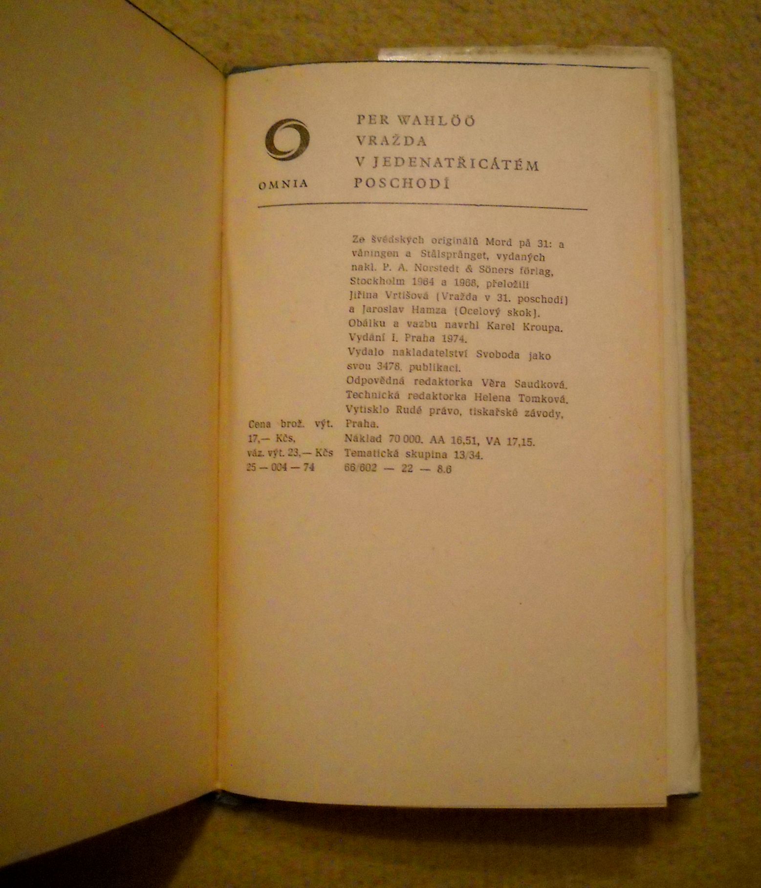 Per Wahlőő - Vražda v 31. poschodí - Svoboda 1974
