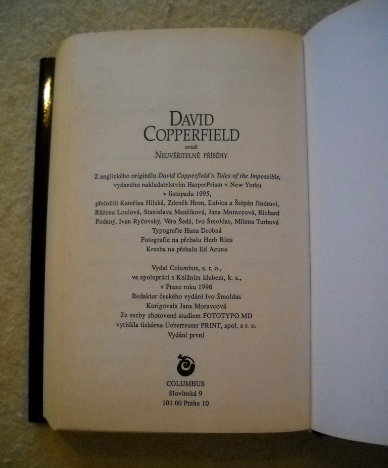 David Copperfield - Neuvěřitelné příběhy - 1996