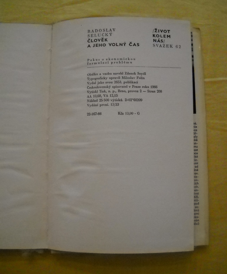 Radoslav Selucký - Člověk a jeho volný čas - 1966