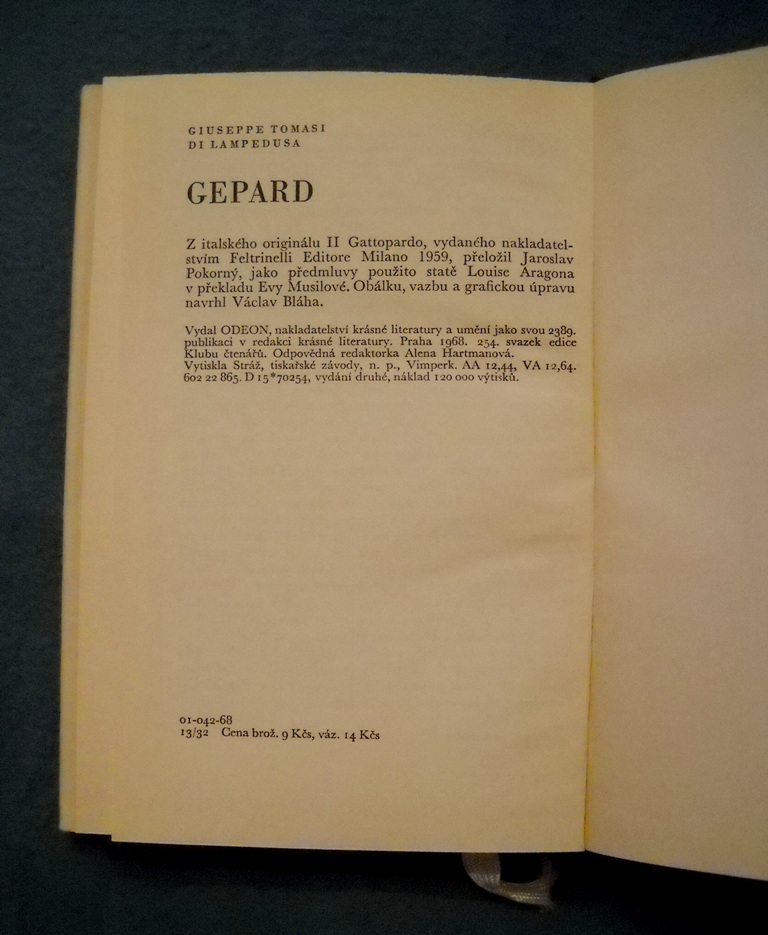 Giuseppe Tomasi di Lampedusa - Gepard - Odeon 1968