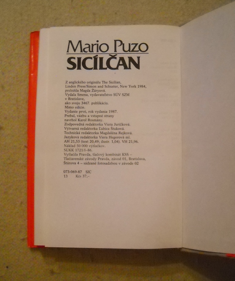 Mario Puzo - Sicílčan - Smena 1987