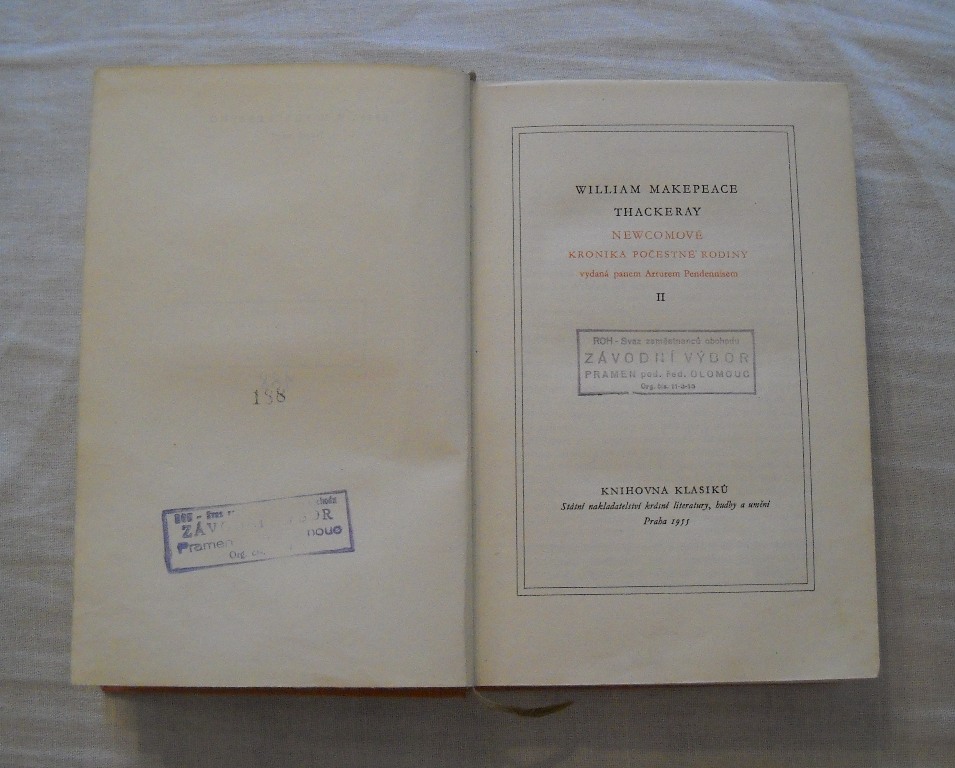 W.M.Thackeray - Newcomové díl II. - SNKL 1955