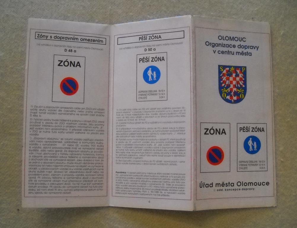 Mapa - Olomouc Organizace dopravy v centru města